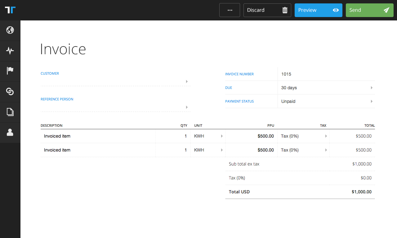 Invoice creation example